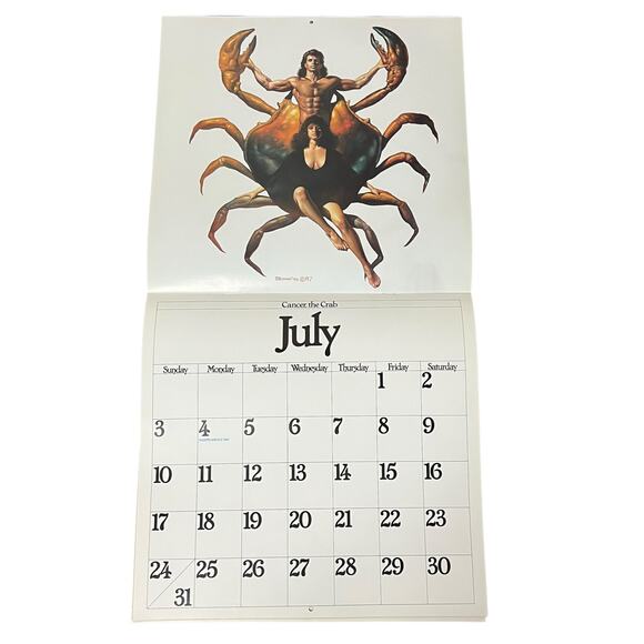 1988 Boris Vallejo Fantasy Zodiac Calendar same dates again in leap year 2044 - Picture 9 of 15